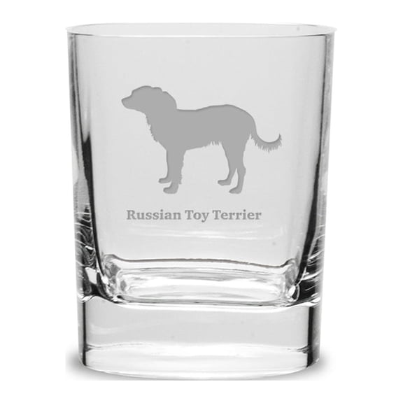 Russian Toy Terrier Luigi Bormioli 11.75 oz Square Round Double Old Fashion Glass