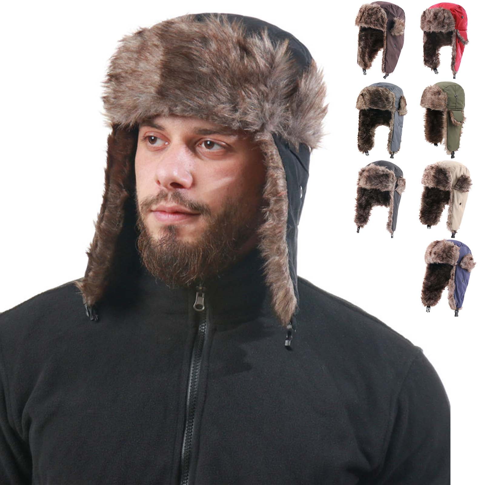 Trapper Hat Russian Ushanka Sherpa Cossack Fur Warm Winter Ski Showerproof