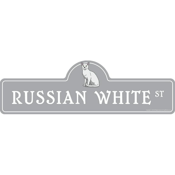 Russian White Street Sign | Indoor/Outdoor | Dog Lover Funny Home Décor for Garages, Living Rooms, Bedroom, Offices | SignMission personalized gift | 18" Wide