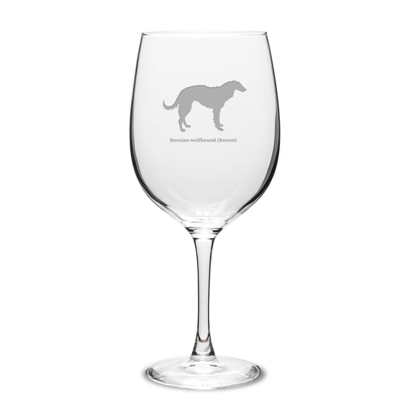Russian Wolfhound (Borzol) Deep Etched 19 oz Classic Red Wine Glass
