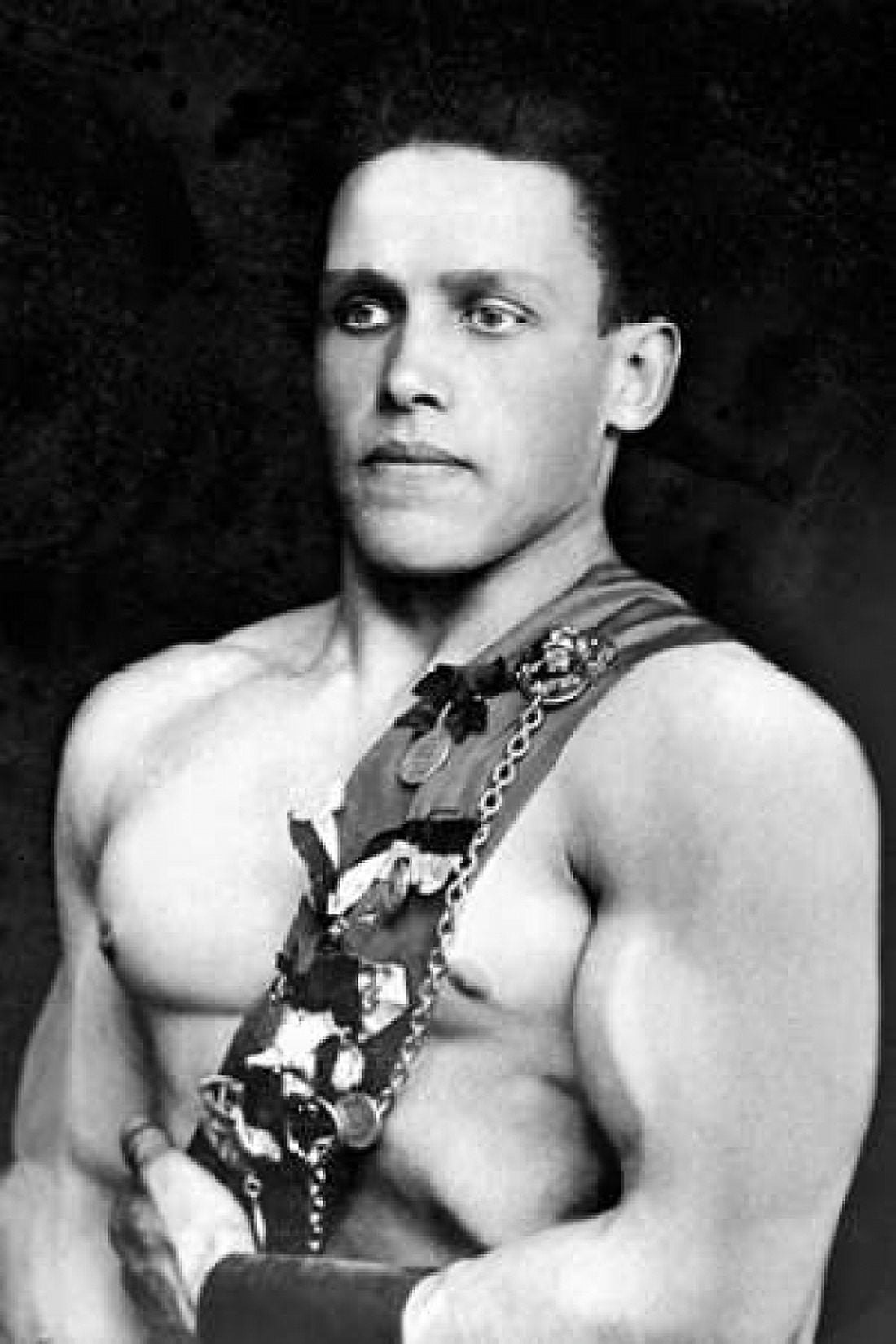 Russian Wrestler with Medals Canvas Art - Vintage Wrestler (24 x 36)