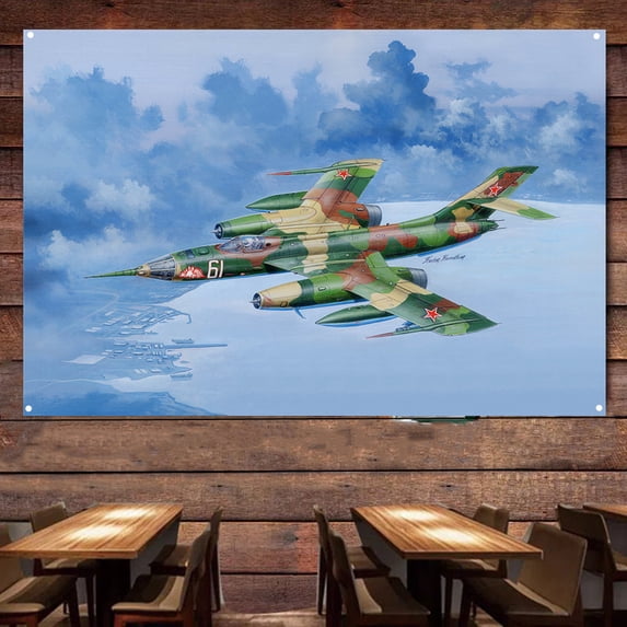 Russian YAK-28PP Brewer-E Fighter Jet Tapestry Wall Art Decor - Attack Aircraft Canvas Print Poster - Air Force Banner Wall Hanging Flag - Aviation Military Artwork For Army Fans 38" x 57"