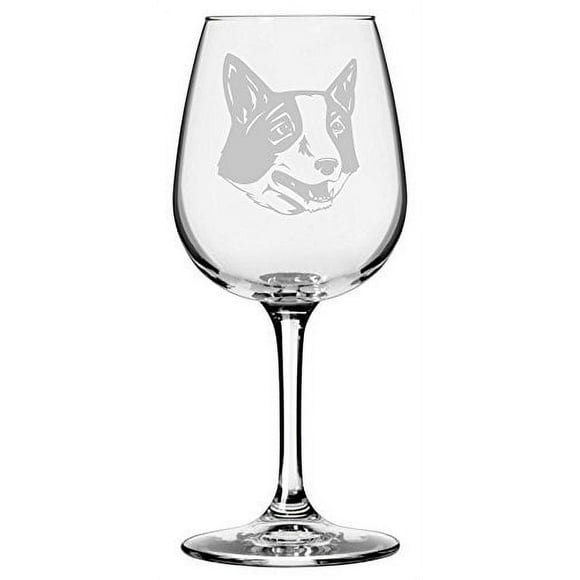 Russo European Laika Dog Themed Etched 12.75oz Libbey Wine Glass