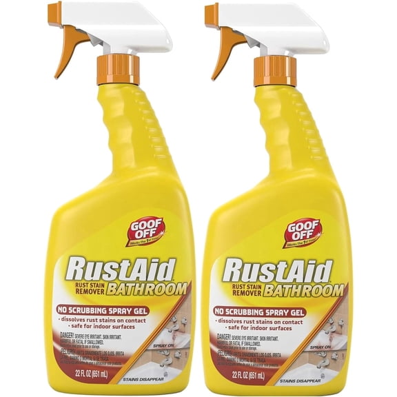 Rust-Aid Rust Remover Spray Gel for Bathroom Surfaces Dissolves Tough Rust Stains on Contact 22 oz (2 Pack) Ilios Packaging