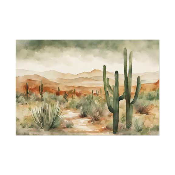 Rust And Sage Green Desert Cactus Print Southwestern Boho Nature Art