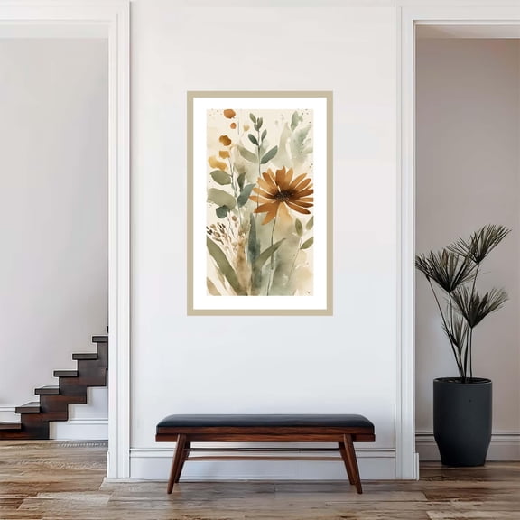 Rust And Sage Green Wildflowers Print #90 Floral Art Print Boho Flowers Wall Art Botanical