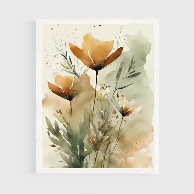 Rust Sea Wall Build Rust And Sage Green Wildflowers Print #92 Floral Art Print Boho Flowers ...