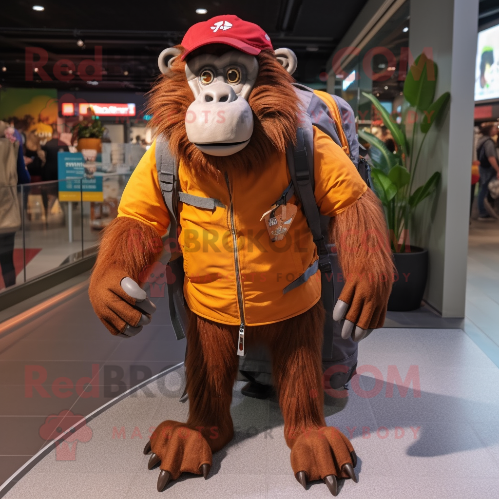 Rust Baboon REDBROKOLY mascot costume character dressed with a ...