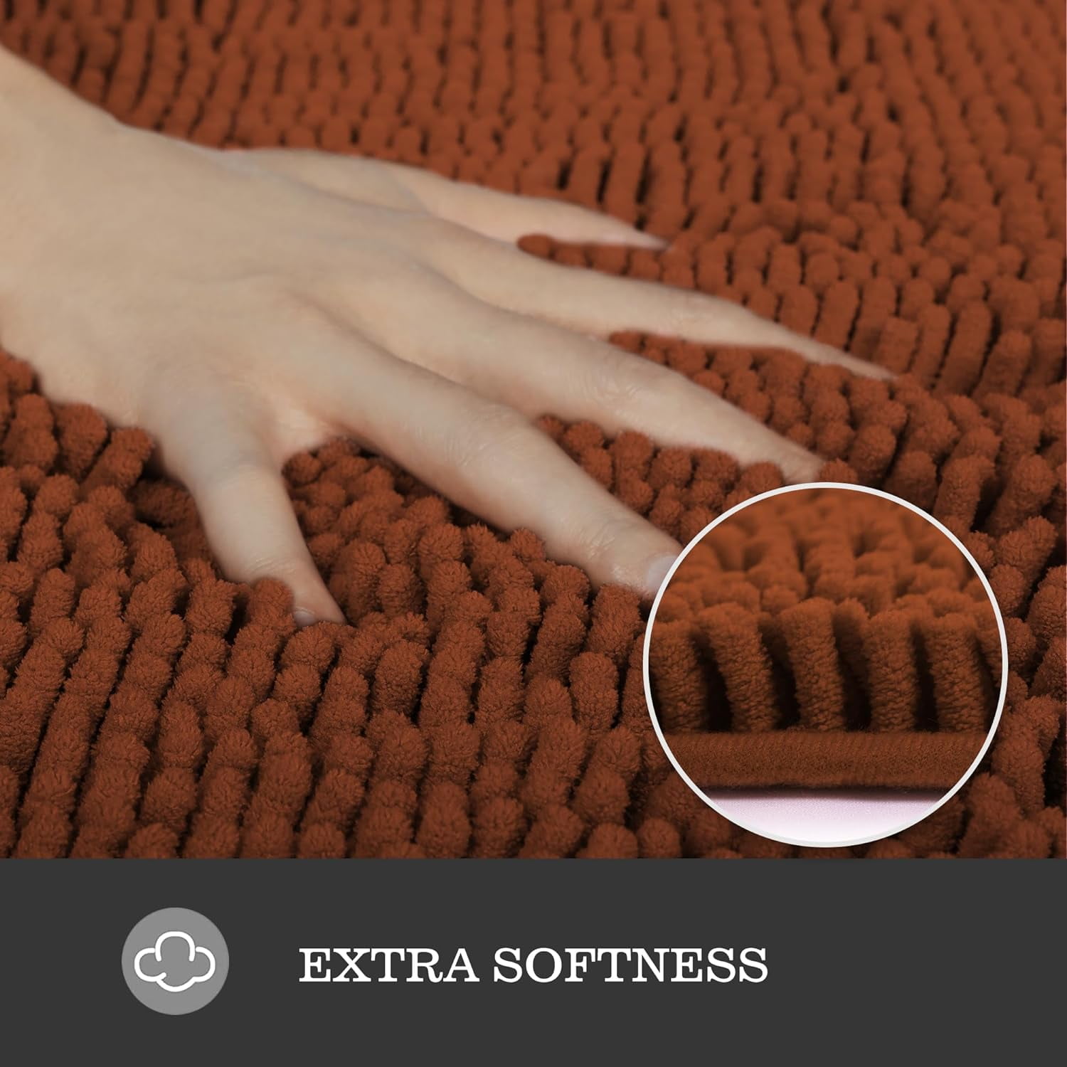Rust Bathroom Rugs \u2013 Thick Chenille Bath Mats | Absorbent and ...