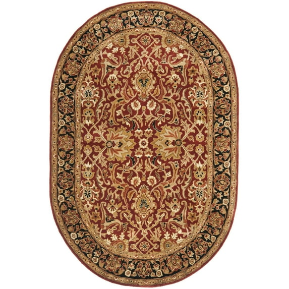 Traditional Rug - Persian Legend New Zealand Wool -Rust/Black-Color:Rust/Black,Design:Traditional,Shape:Oval,Size:8'L x 5' W