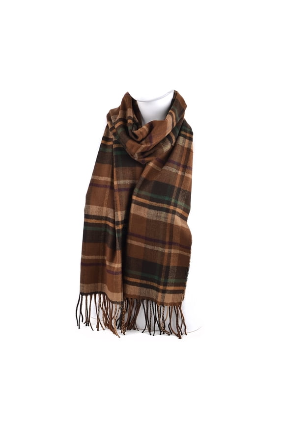 Rust Brown Plaid Fall/Winter Scarf for Men & Women-Plaid Color Soft Feels Acrylic Scarves