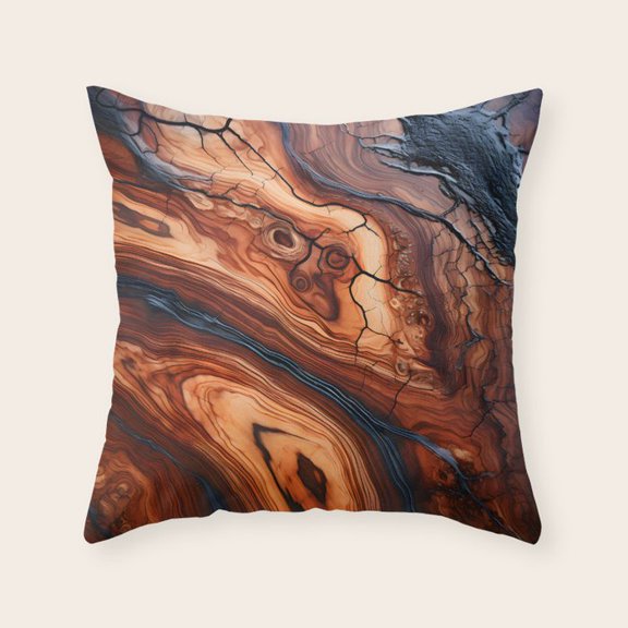 Rust Brown Slate Wood Grain Swirl Velvet Throw Pillow Cover, Reading Nook, Cover Only, No Insert