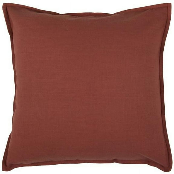 Rust Brown Solid Color Flange Edge Throw Pillow, Paprika
