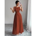 thumbnail image 1 of Rust Brown Womens Sleeveless Chiffon Maxi Dress With Drawstring Waist And Pleated Back, 1 of 7