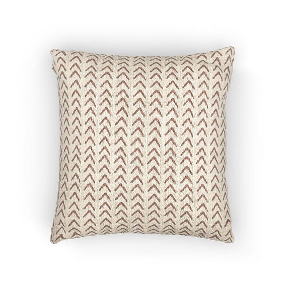 Rust Brown and Cream Repeating Chevron Woven Pillow, Cotton-Polyester Shell, Geometric Style