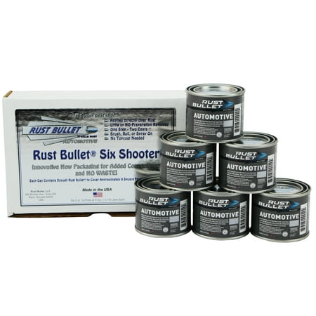 Rust Bullet Automotive - Metallic Gray - (6) 1/4 Pints - Rust Inhibitor & Protective Coating for Cars, Trucks, & Metal Surfaces, UV Resistant, No Topcoat Needed