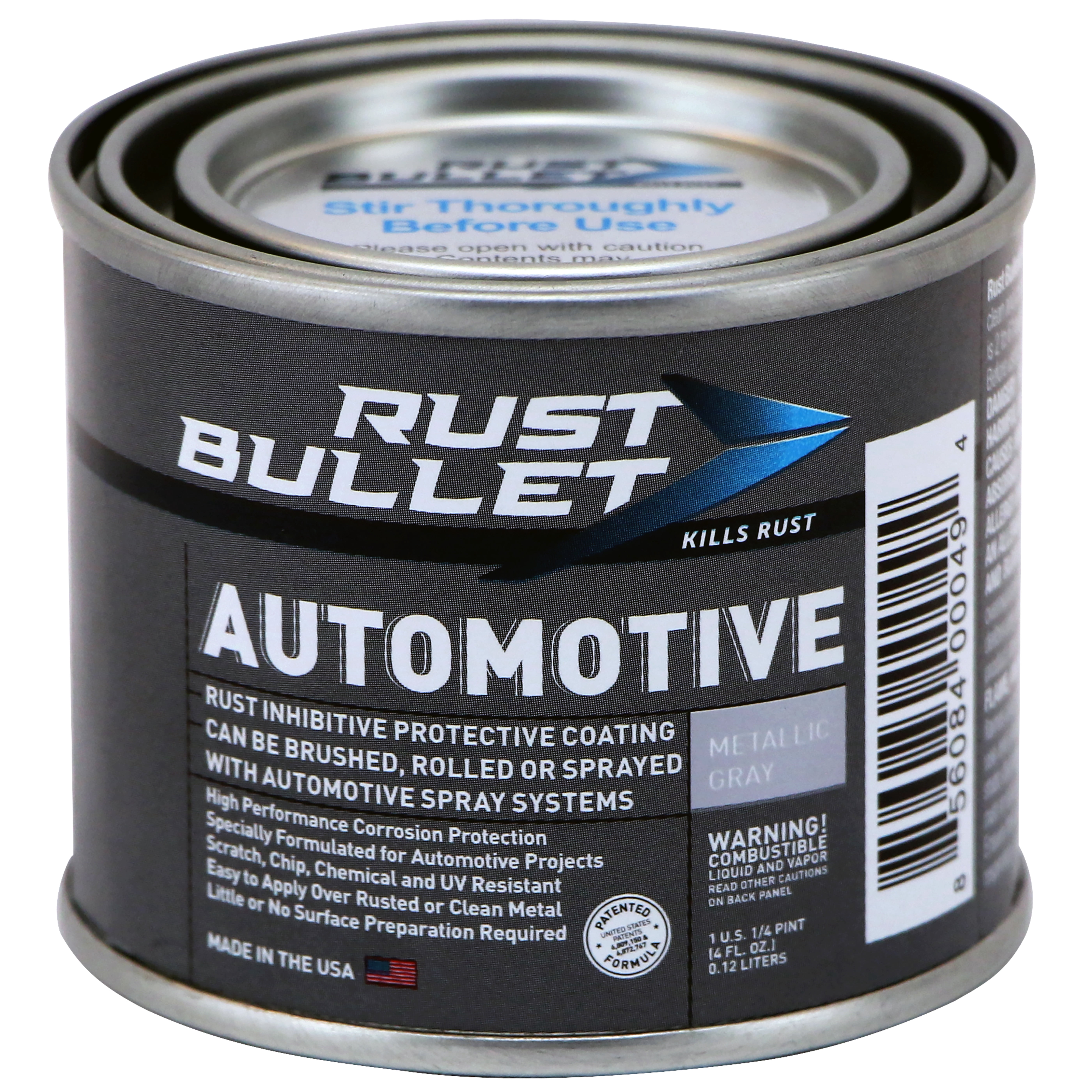Rust Bullet Automotive - Metallic Gray - 1/4 Pint - Rust Inhibitor & Protective Coating for Cars, Trucks, & Metal Surfaces, UV Resistant, No Topcoat Needed