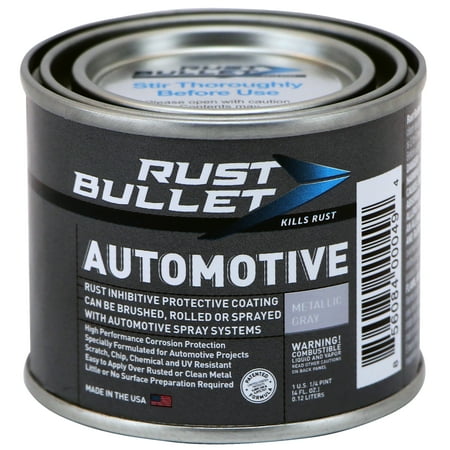Rust Bullet Automotive - Metallic Gray - 1/4 Pint - Rust Inhibitor & Protective Coating for Cars, Trucks, & Metal Surfaces, UV Resistant, No Topcoat Needed
