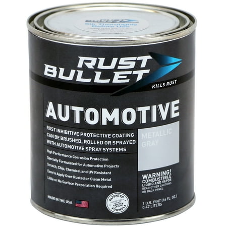 Rust Bullet Automotive - Metallic Gray - Pint - Rust Inhibitor & Protective Coating for Cars, Trucks, & Metal Surfaces, UV Resistant, No Topcoat Needed