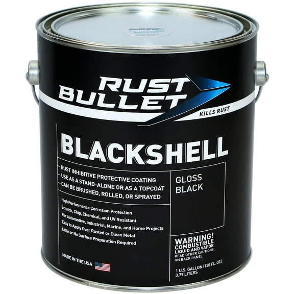 Rust Bullet BlackShell Gloss Black Protective Coating and Topcoat- Gallon