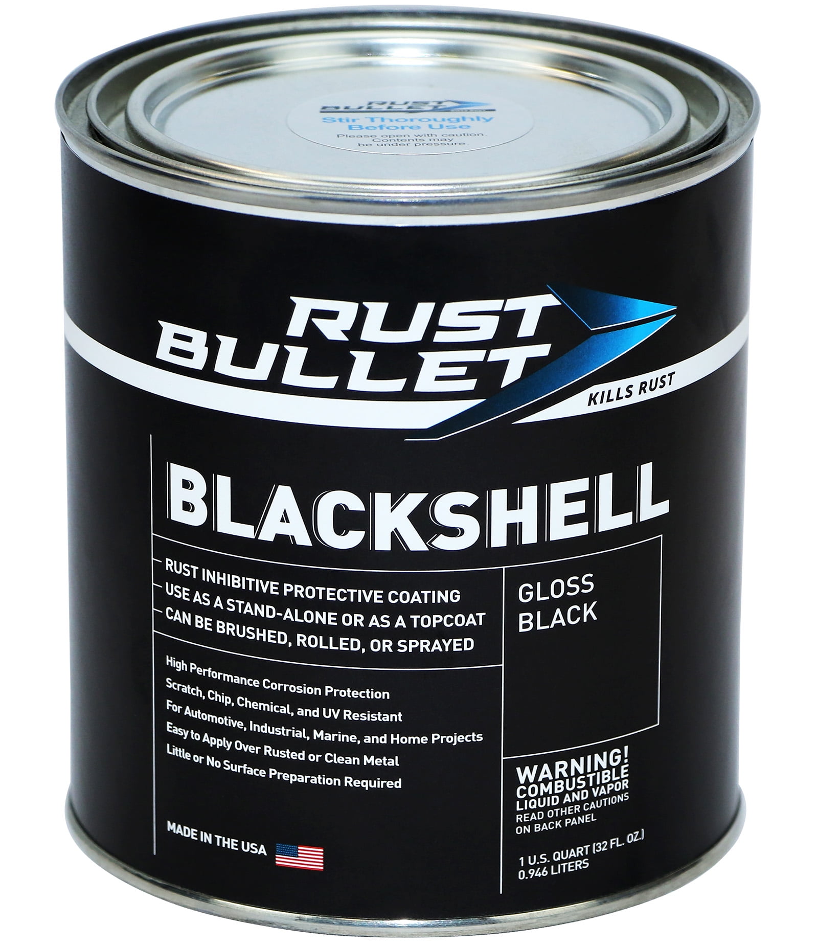 Rust Bullet - BlackShell Rust Preventative and Protective Coating - Quart