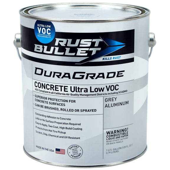 Rust Bullet - DuraGrade Ultra Low VOC ( 49 g/l ) - High-Performance Easy to Apply Concrete Coating - 1 Gallon, Grey Aluminum