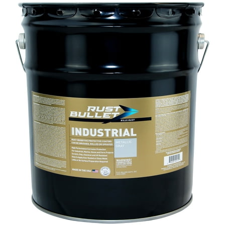 Rust Bullet Industrial - Metallic Gray - 5 Gallon Pail - Rust Preventative Coating for Industrial, Marine, Home and Farm Projects, Chip and UV Resistant, Durable Finish