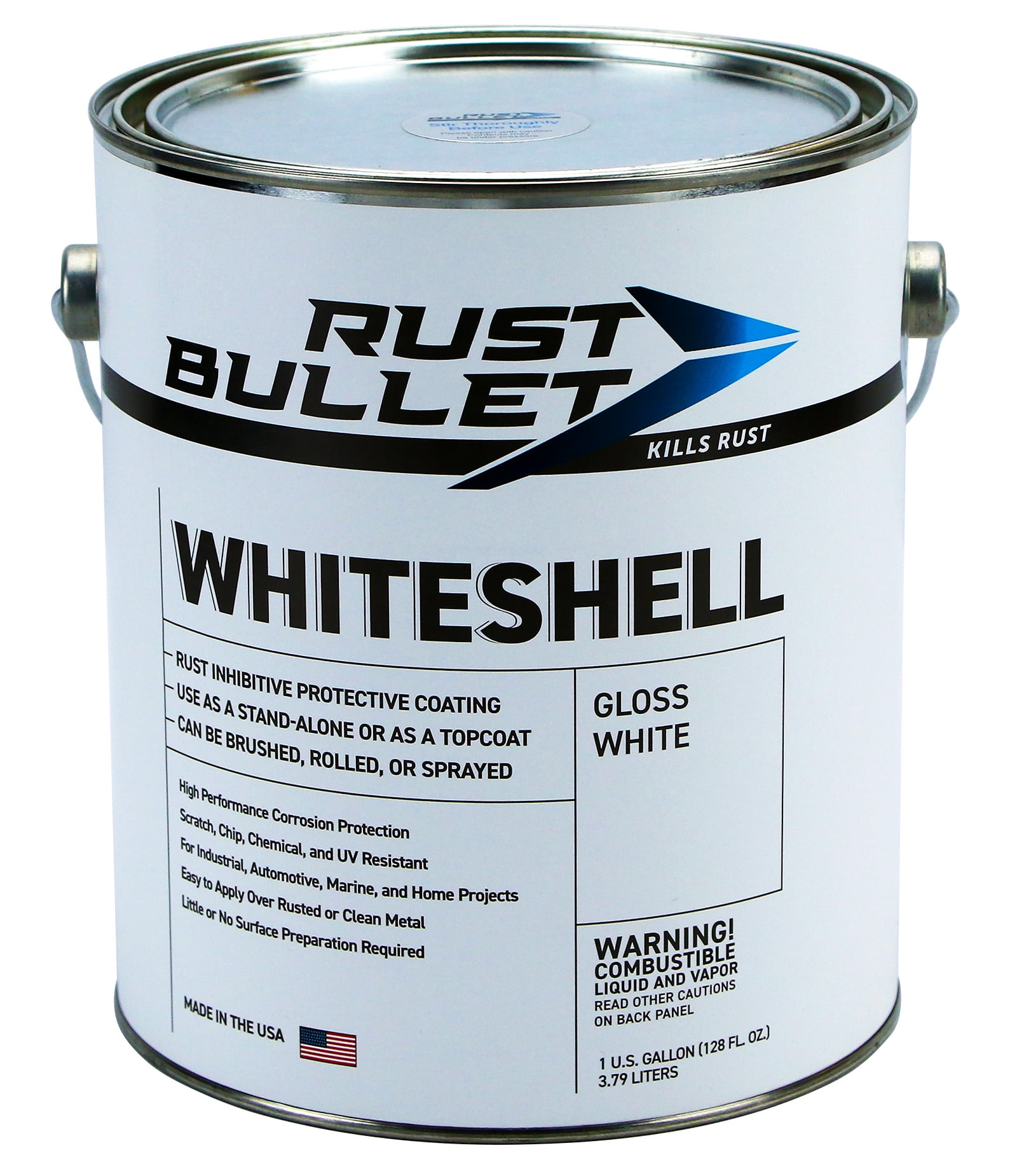 Rust Bullet - WhiteShell Gloss White Protective Coating and Topcoat - Gallon