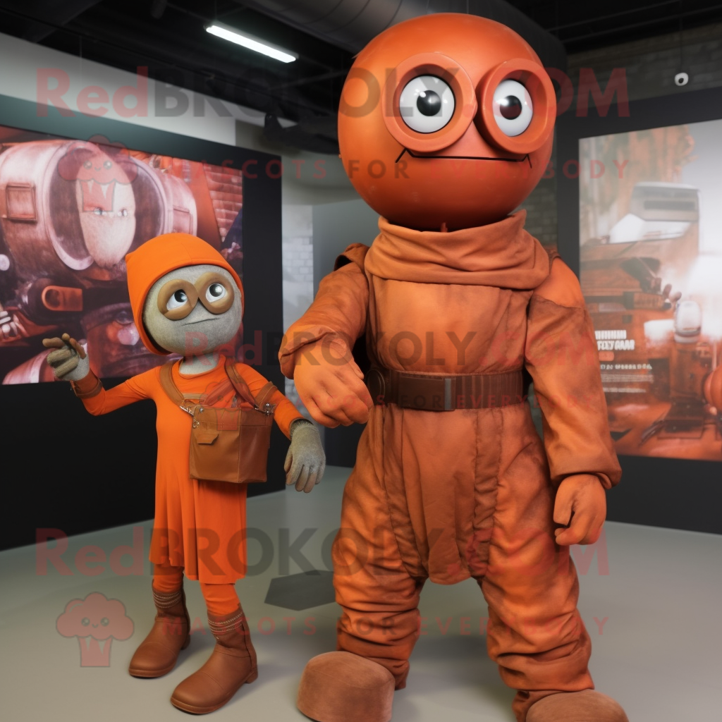 Rust Commando REDBROKOLY mascot costume character dressed with a Wrap ...