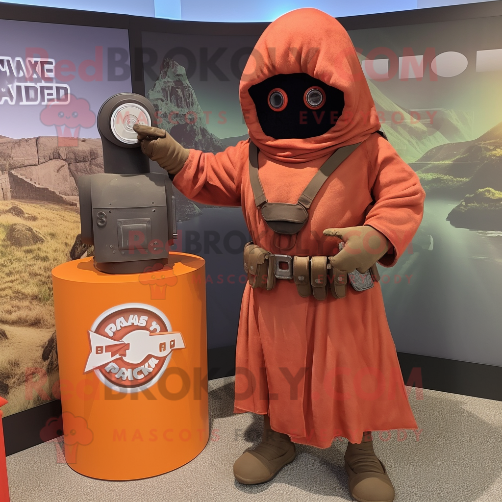 Rust Commando REDBROKOLY mascot costume character dressed with a Wrap ...