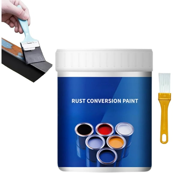 Rust Conversion Paint for Metal,4-in-1 Rust Converter Paints for Metal,Rusting Converter Paint for Long-Lasting Prevention & Protection,Solve Fading, Leaking,Peeling and Rusting (Grey,300g)