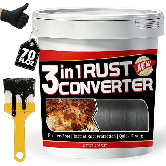 Rust Converter for Metal, 3-in-1 Rust Converter & Metal Primer, Directly Over Rust, Black Rust Inhibitor for Automotive Frame, & Fence, Heat & - 70 oz