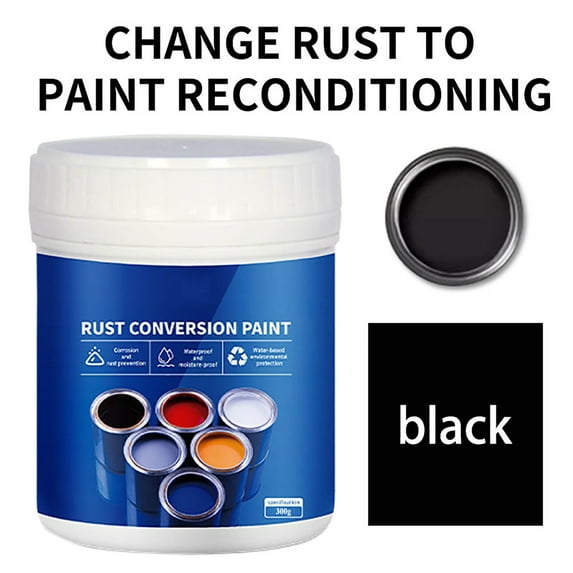 Rust Converter & Metal Primer, Black Rust Inhibitor Paint for Metal, Automotive Rust Converter Paint, Heat Resistance, Stop Rust & Corrosion Permanently 300G
