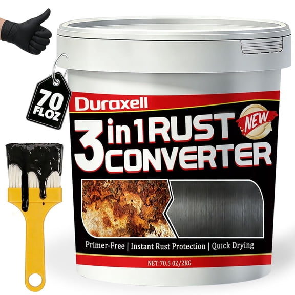 Rust Converter Paint for Metal, 3-in-1 Rust Reformer & Metal Primer, Paint Over Rust Metal, Anti-Rust Paint for Metal Fence, Trailer Frame, Automotive Parts, Black Rust Stop Coating – 35 oz