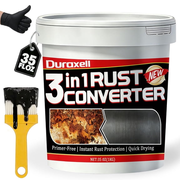 Rust Converter Paint for Metal, 3-in-1 Rust Reformer & Metal Primer, Paint Over Rust Metal, Anti-Rust Paint for Metal Fence, Trailer Frame, Automotive Parts, Black Rust Stop Coating – 35 oz