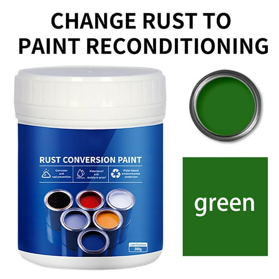 Rust Converter Paint, Weather Proof Metal Rust Treatment, Water-Based Rust-Free Paint for Steel Tiles Renovations 300g Quick Dry Easy Apply, Green