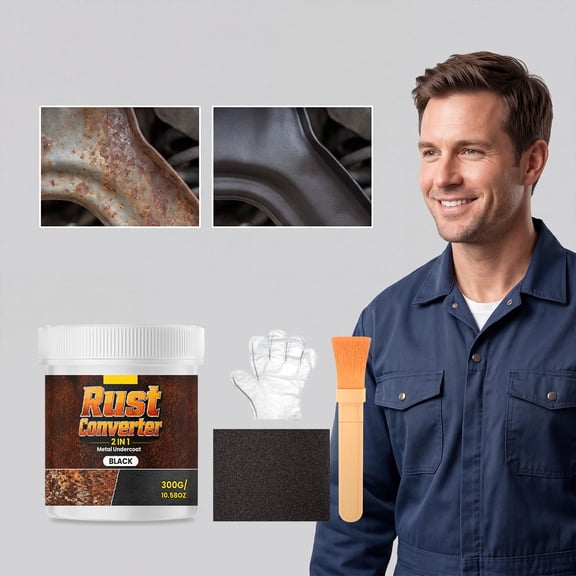 Rust Converter Remover Paint Metal Rust Inhibitor Primer with Gloves Sandpaper Brush for Auto Frame 300g