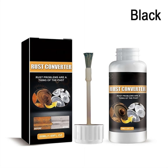 Rust Converter & Remover with Brush for Metal, Converts Rust into Protective Polymer Coating for Car Parts, Tools, Iron Gates, Wheels, Fixtures