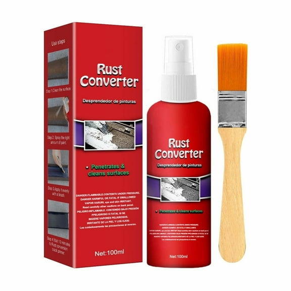 Rust Converter Set with Brush Black Rust Inhibitor Touch Up Paint for Metal, Anti-Rust Coating for Automotive, Chassis, UV Resistant
