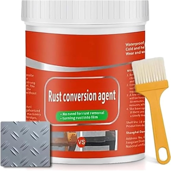 Rust Converter for Metal, Rust Removal Converter Metallic Paint, Water-Based Metal Rust Remover with Brush, 300g Rust Renovator, Multi Purpose Anti-Rust Paint