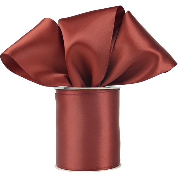 Rust Double Faced Satin Ribbon 3 Inch Thick Rust Red Silk Ribbon for Wedding Decor,  Wrapping, Party Favor, Flower Arrangement, Craft Supplies, Bows - 10Yards