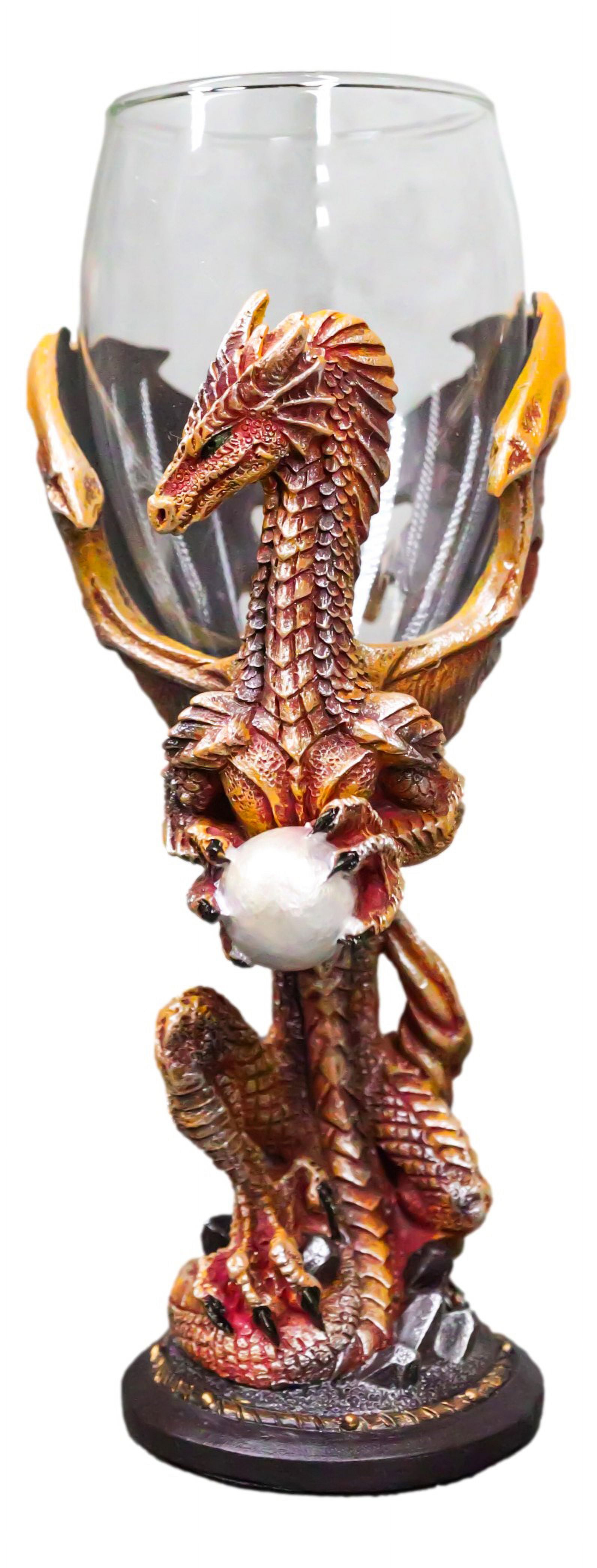 Guardian Dragon Wine Goblet Chalice Resin Body Stainless