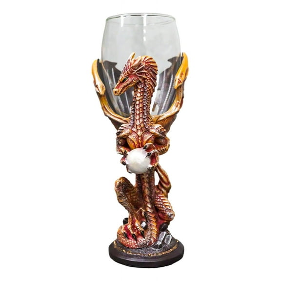 Rust Dragon Pearl Guardian Glass Wine Goblet Chalice Cup Dragons Blade Series