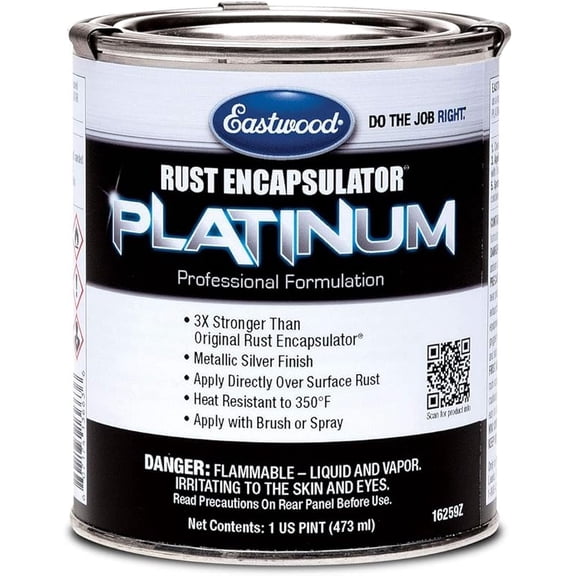Rust Encapsulator Platinum Pint | UV Resistant Aluminum Finish Rust Preventive Coating | Easy Apply High-Tech Formula Automotive Paint to Stop Rust | Rust Remover for Metal Structures