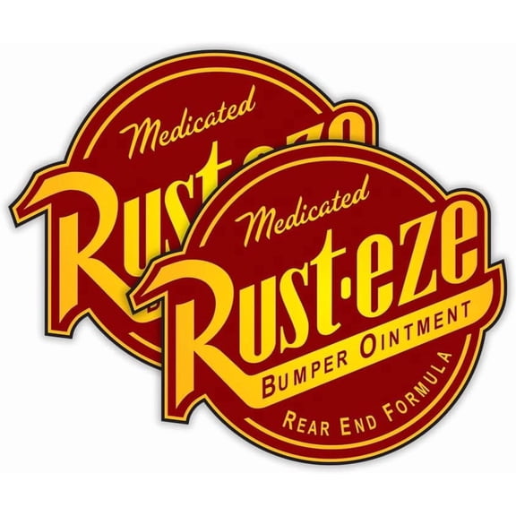 Rust-Eze Medicated Bumper Ointment Inspired Vinyl Sticker Decal 2-Pack Retro Racing Fan for Car, Laptop, Water Bottle, Bumper & Toolbox (4" x 3.5")