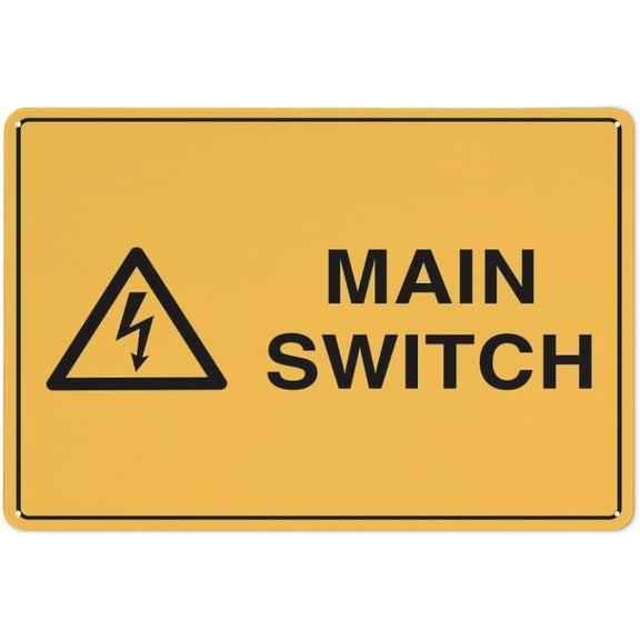 Rust Free Aluminum Metal Tin Sign Main Switch 8"x12" - Electrical Marker - Weather Resistant Durable Easy To Mount