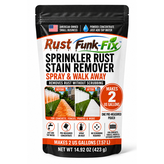 Rust Funk Fix Concrete Rust Stain Remover Powder, Makes 2 Gallons, 1 Pouch