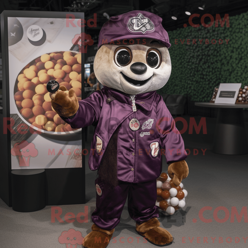 Rust Grape REDBROKOLY mascot costume character dressed with a Bomber ...