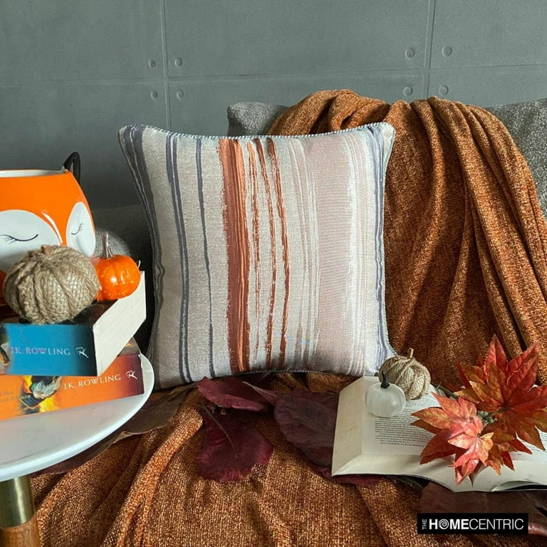 Rust Grey Throw Pillow Cover, 24x24 inch (60x60 cm) Silk Jacquard