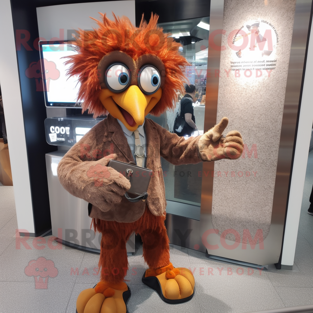 Rust Harpy REDBROKOLY mascot costume character dressed with a Suit and ...